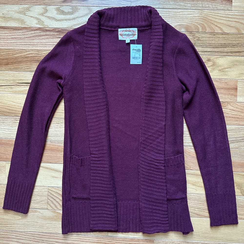 NWT Ambiance Dark Red/Burgundy Cardigan Womens Medium